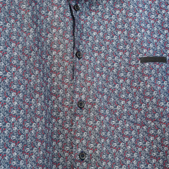 Prada Navy Lion-Print Cotton Short-Sleeve Button-Up Shirt - Picture 5 of 14